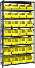 Quantum Storage Systems QSBU-240YL Giant Open Hopper Steel Shelving System, 12" D x 36" W x 75" H, with 8 Shelves and 28 QU240 Bins, Yellow by QuantumStorageSystems