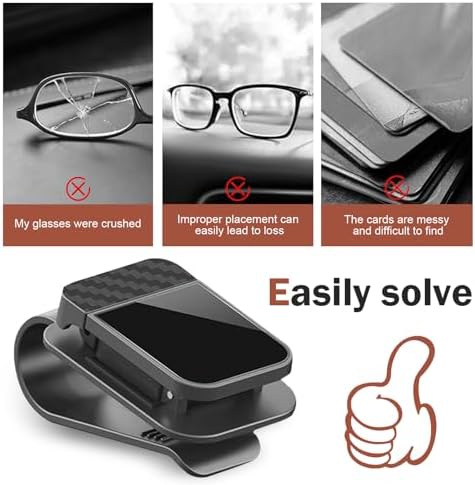 Car Sun Visor Glasses Holder, Carbon Fiber Vehicle Sun Visor Sunglasses Storage Organizer, Push-Button Eyeglasses Storage Organizer with Sponge, Universal for Most Cars (Black) - Image 5