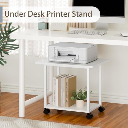 MARTY 22"x15.75" Large Printer Stand Under Desk, Rolling Cart Printer Table - Image 2