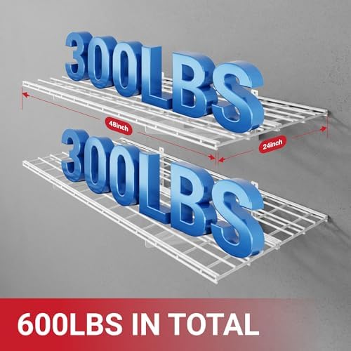 FLEXIMOUNTS 2-Pack 2x4ft Garage Shelving with Hooks, 600lbs Load, White - Image 2
