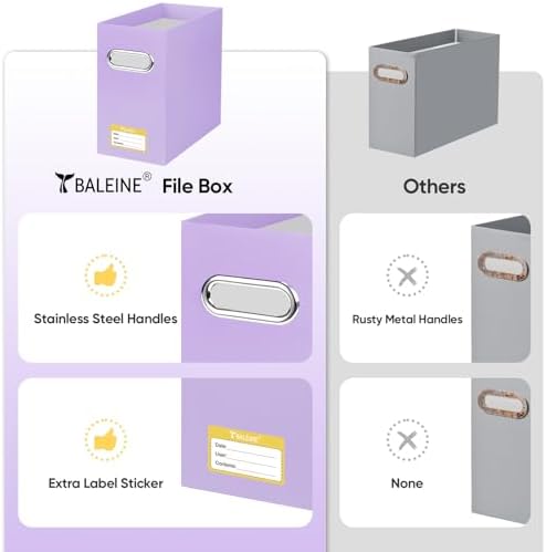 BALEINE 2PK File Organizer Box, Cardboard File Folder Organizer with Handle - Image 5