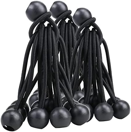 AOPRIE 30 Pack Bungee Balls, Black Ball Bungee Heavy Duty Heavyweight 4 inches Tarp Bungee Cords, Weather Resistant Tie Down Strap 4mm Thickness - for Camping, Tents, Cargo, Holding Wire and Hoses - Image 6