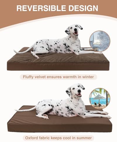 KSIIA Orthopedic Dog Bed for Large Dogs with Waterproof Lining, Brown,35x22 - Image 4