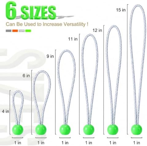 30 Pack Ball Bungee Cord, Heavy Duty Bungie Cord Balls (4",White/Green) - Image 2