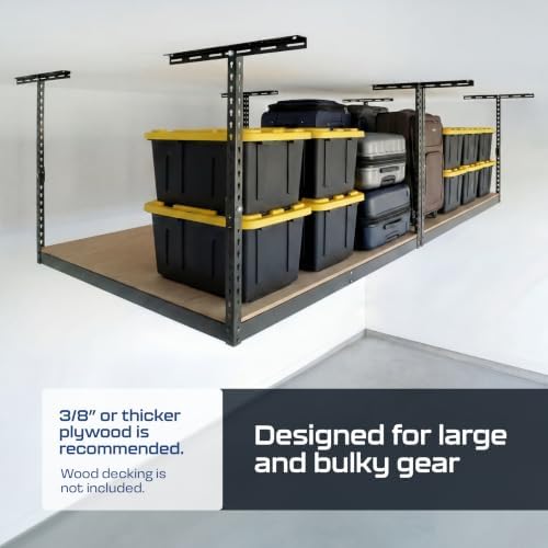 MonsterRax 4x8 Overhead Storage Rack Frame Kit, Hammertone, 24”-45” Height - Image 5