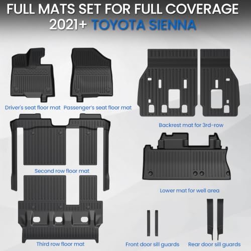 Floor Mats for Toyota Sienna 2021-2026 8 Seats, with Cargo Mat - Image 2
