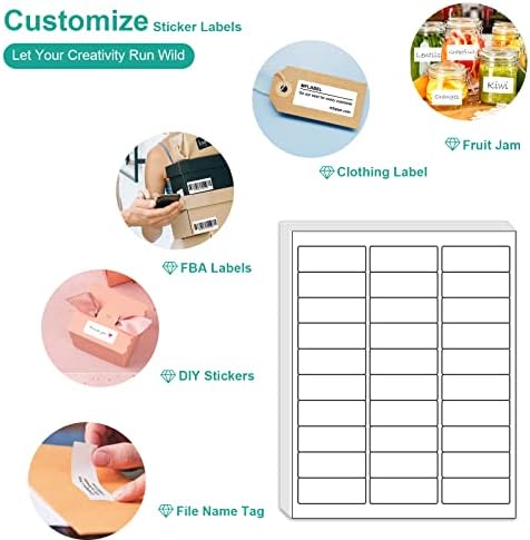 MFLABEL Address Label, 1" x2-5/8 Mailing Sticker, 30-UP White Shipping Labels for Inkjet or Laser Printer, 9000 Sticker Labels (300 Sheets), 30 Label per Sheet - Image 3