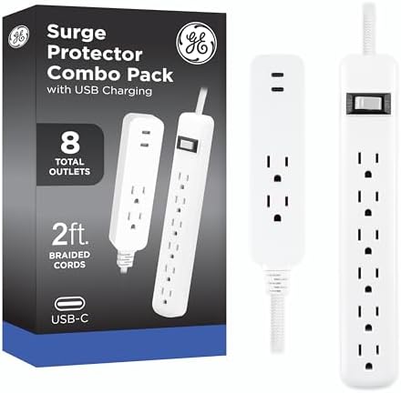 GE Surge Protector Power Strip with USB Ports, Combo Pack by Unknown