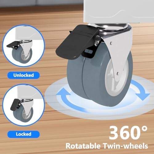 Appliance Dolly Cart with 4 Locking Wheels Mini Fridge Stand Adjustable Universal Mobile Roller for Portable Washer, Dryer, Refrigerator, Furniture, White - Image 3