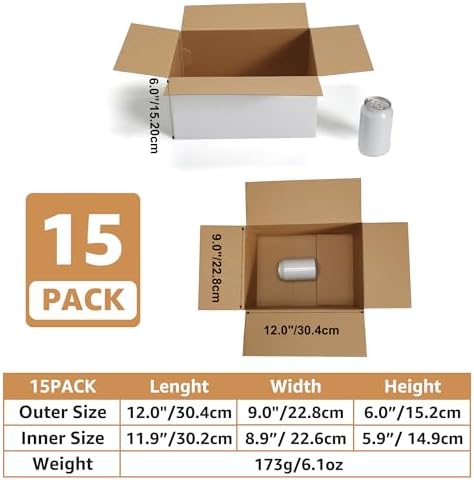 EXYGLO 15 Pack 12x9x6 Shipping Boxes for Small Business, White Corrugated Cardboard Small Box for Packaging, Moving, Mailing, and Storing - Image 2