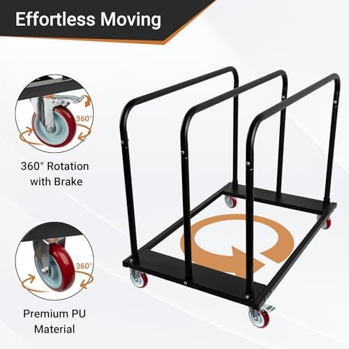 Steel Panel Truck, Drywall Cart w/ 5” PU Swivel Wheels - Image 6