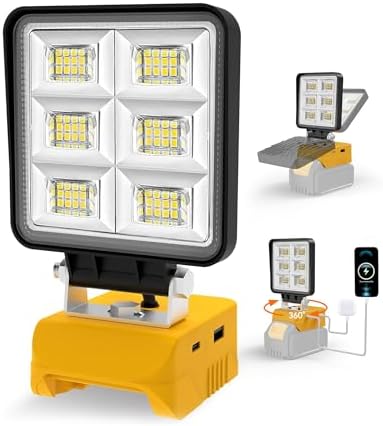 T-SUN LED Work Light Compatible with Dewalt 20V Battery, 52W 5200LM, 1 Pack by T-SUN