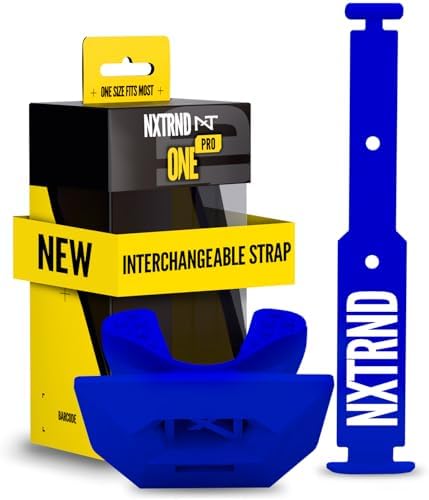 Nxtrnd One Pro Football Mouth Guard, Interchangeable Strap, Fits Adult & Youth (Blue) by NXTRND