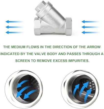 TAISHER 1Pcs 304 Stainless Steel 1/2" BSP Female WYE Y Strainer Mesh Filter Valve CF8 WOG 800 - Image 4