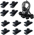 YoRise 20PCS Tarp Clips Heavy Duty Lock Grip & Ball Bungee Cords, Shade Cloth Fastener Clips, Car Cover Clamp Holder for Pool Awning Cover, Shark Tent, Outdoor Camping (Black) by Unknown