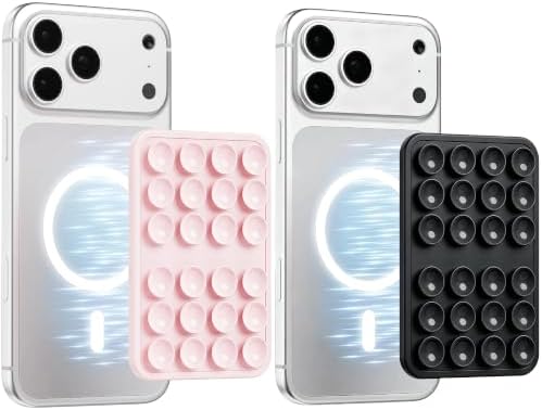 (2 Pack) Magnetic Suction Sticky Phone Grip for Magsafe, Pink & Black by Bethebestbrandyoucantrust