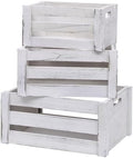 Set of 3 Nesting Wooden Crates, Small Rustic Farmhouse Wood Storage Boxes with Handles, Stackable Compact Organizer Bins for Kitchen Bathroom Bedroom Decor, 3 Sizes & 3 Colors (White, Brown, Black) by Unknown