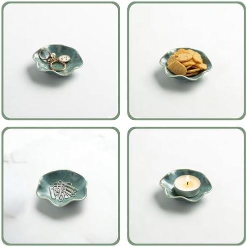 Mecaikru Ceramic Ring Dish, 4 in Jewelry Tray with Kiln Glaze Catchall Bowl - Image 4