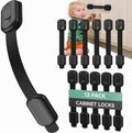 Infinno 12 Pack Cabinet Locks Baby Proofing Heavy Duty - Child Safety Cabinet Locks for Drawers, Cupboards & Fridge – No Drill 3M Adhesive Locks for Pets - Toddler Safety Latches-Black by InfinnoHome