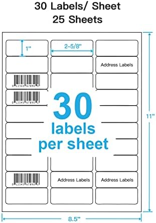 Shipping Address Labels, 1" x2-5/8 Address Labels, 25 Sheets,750 Labels - Image 2