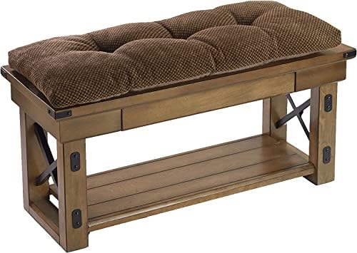 Klear Vu The Gripper Non-Slip Tufted Bench Cushion for Indoor Furniture, Assembled in USA, Entryway Storage, Bay Window, Corner Nook or Piano Seat, 43 Inches, Chenille Dark Brown by KlearVUHomeTextiles