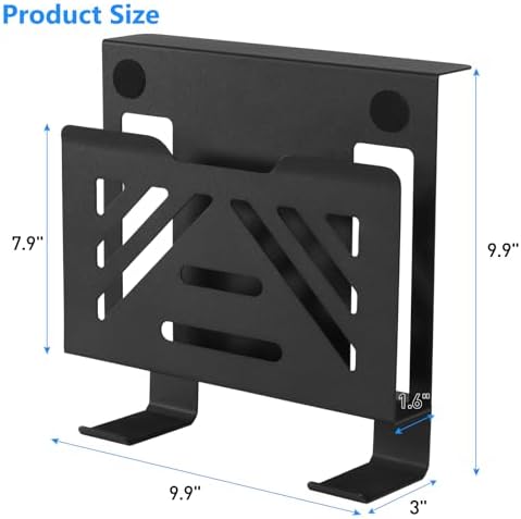 MAXECHO Desk Side Storage, Under Desk Laptop Mount, Table Side Hanging File Organizer, No Drill Clamp On Cable Management Tray, Laptop Holder with 2 Hooks for Office and Home, Load 22 Lbs - Image 4