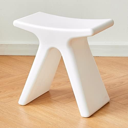 Modern Waterproof Plastic Stool with Anti Slip Design for Comfortable Shoe Changing Living Room Bedroom Kitchen Seat White 43.5×24×41.5cm - Image 4