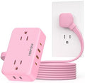 HOPOW Pink Extension Cord, 6 FT Flat Plug Power Strip, 4AC&2A2C, 1625W/13A by HOPOW