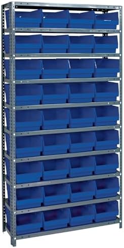 Quantum Storage Systems 1875-208BL Store More Steel Shelving Unit with 6" Shelf Bins, 18" D x 36" W x 75" H, Blue by QuantumStorageSystems