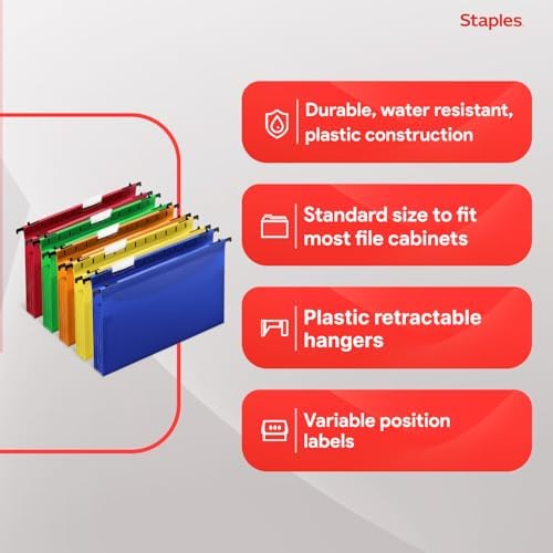 Staples Poly Expanding Hanging File Pockets, Letter Size, 5/Pack - Image 4