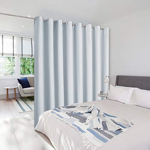 NICETOWN Large Room Divider Curtain Screen Partitions, Reduce Sunlight Grommet Top Contemporary Room Divider Curtain Panel for Furniture Protecting (1 Pack, 9ft Tall x 15ft Wide, Greyish White) by NICETOWN