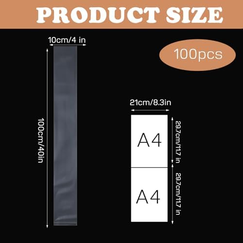 100 Pack Clear Poster Storage Bags 4 X 40 Inch 2.3 Mil Flat - Image 2