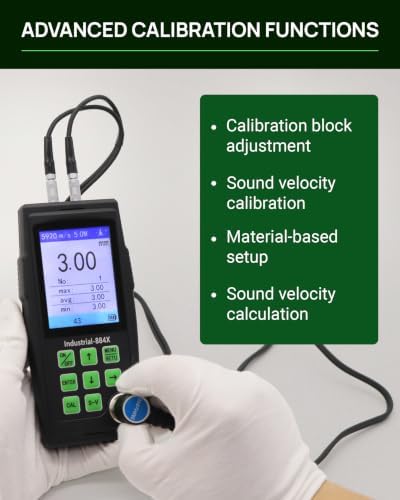 Professional Ultrasonic Thickness Gauge Industrial-884X, 0.033–15.75" (0.85–400 mm) Range, PC Data Connectivity, Multi-Probe Compatible, Digital Measuring Tool with 2000 Data Memory & Color LCD - Image 5