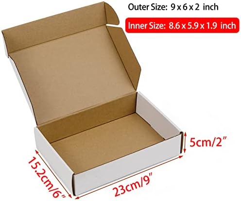 9x6x2 Inches Shipping Boxes Pack of 25, White Corrugated Cardboard Boxes for Small Bussiness - Image 2