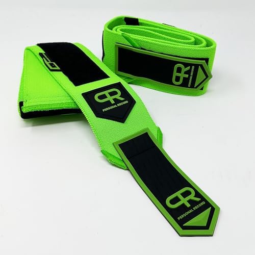PR Personal Record Elbow Wraps for Weightlifting - Heavy Duty Construction, 25% More Elasticity, Reinforced Stitching, Extra Wide Fastener, Easy to Adjust, (Neon) - Image 5