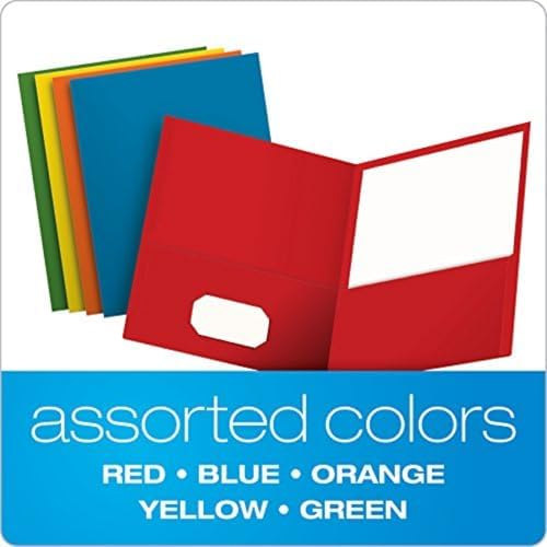 Oxford Two Pocket Folders,Textured Paper,Assorted Colors (Blue,Red,Yellow,Orange,Green),for School,Home,and Office,Letter Size,25 Per Box (57513EE),(Pack of 5) - Image 3