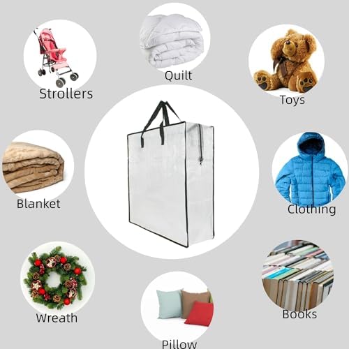 Clear Storage Bags with Zipper and Handles, Blanket Bags For Closet Storage, Moving and Packing Supplies for College, Underbed Storage Organizer for Clothes Pillow Bedding Christmas Wreath - Image 5