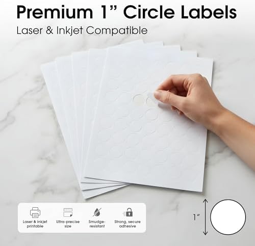 1" Circle Labels for Laser & Inkjet, Spartan Industrial Template C002 - Image 2