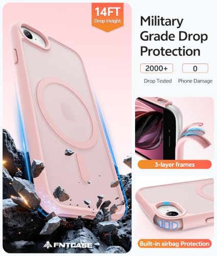 FNTCASE for iPhone SE Case 2022(3rd)/2020(2nd), iPhone 8/7 Case, Light Pink - Image 6