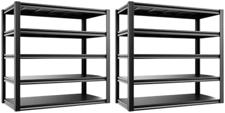 5-Tier Heavy Duty Garage Shelving, 5,000 lbs Capacity Adjustable Metal Storage Shelving Unit for Garage, Basement, Warehouse & Workshop, 55" W x 24" D x 84" H by LIJIUHOME