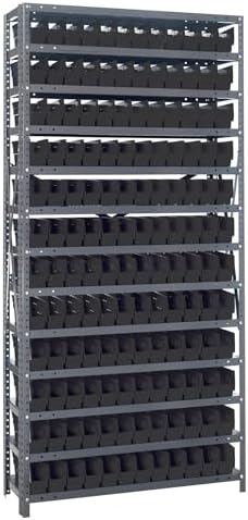 Quantum Storage Systems 1275-100BK Solid Heavy Duty 13 Shelves 144 Economy Black Bins 75" H x 36" W x 12" D by QuantumStorageSystems
