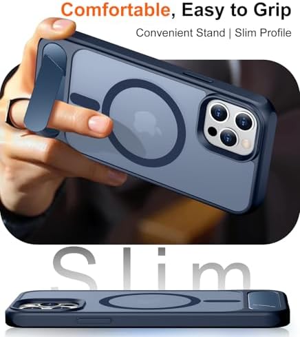 Temdan Magnetic Compatible with iPhone 12 Case & iPhone 12 Pro Case, [Built-in Invisible Kickstand][Compatible with MagSafe][Military Grade Shockproof] Slim Translucent Matte Phone Case 6.1" - Image 6