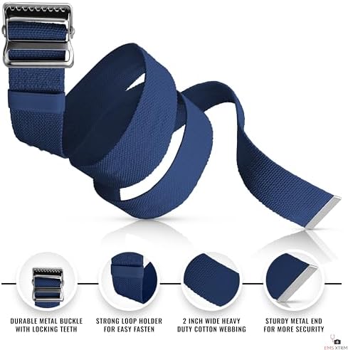 EMS XTRM Gait Belts - Essential Transfer Belts for Seniors and Physical Therapy, Durable and Comfortable, Nurses, Home Health Aides, Physical Therapists (Metal Buckle - Navy) - Image 3
