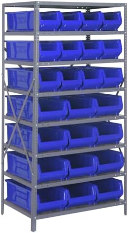 Quantum Storage Systems Wire Shelving Unit W/24BLUE Bins by QuantumStorageSystems