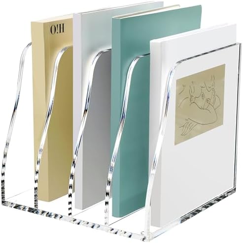 SANRUI Acrylic Desk File Organizer, Clear Magazine File Holder 4 Slot by SANRUI