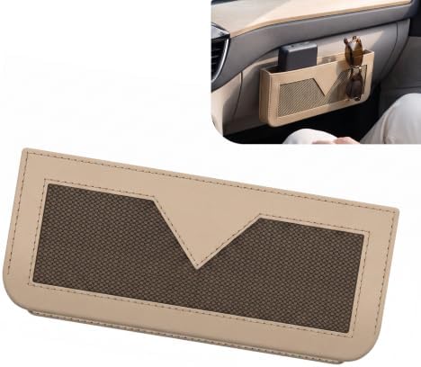 PU Leather Car Seat Gap Storage Pocket, Multifunctional Elastic Mesh Side Organizer, Self-Adhesive Anti-Scratch Car Side Storage Pouch Holds Phone Cards Receipts (Beige) by Unknown