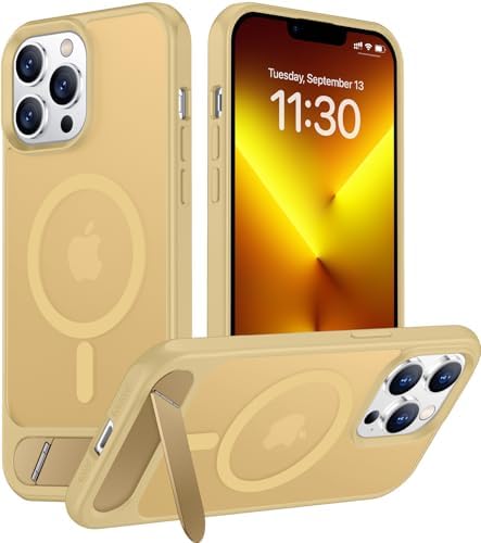 Temdan Magnetic Compatible with iPhone 13 Pro Max Case, [Built-in Invisible Kickstand][Compatible with MagSafe][Military Grade Shockproof] Slim Translucent Matte Phone Case for iPhone 13 Pro Max 6.7" by Temdan