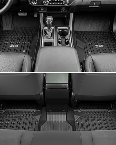 3W Floor Mats for Toyota Tacoma Hybrid 2024-2026, TPE All Weather Black - Image 3