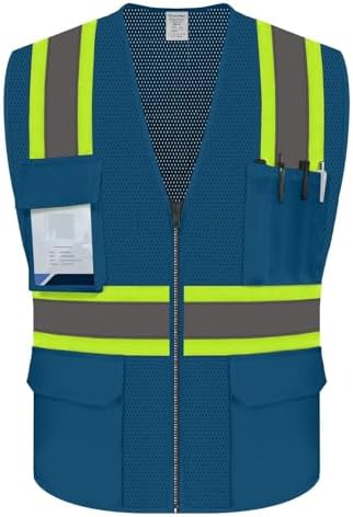 Reflective Vest for Men, High Visibility Mesh Vest, Blue, 2XL by UnoMejor