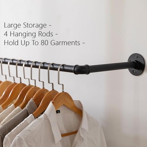 Industrial Pipe Clothing Rack, Wall Mounted Clothes Rack, Hanging Rod - Image 6